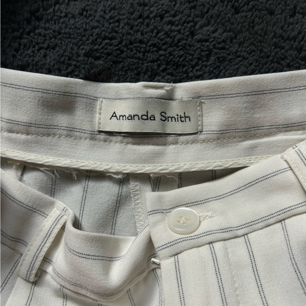 Pinstripe White and Blue Wide Leg Pants - Picture 4 of 10